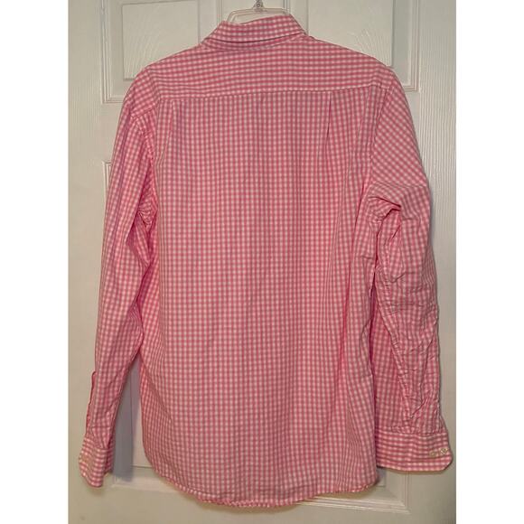 Izod men’s button down with pink and white gingham pattern long sleeve size M - Picture 2 of 2